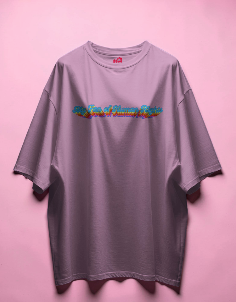 pink t-shirt with colorful text design on a pink background